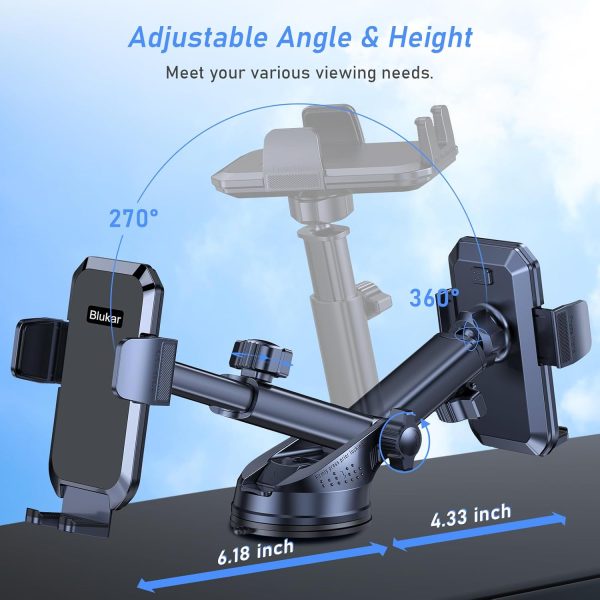 Blukar Phone Holder Car, [Upgraded Strong Suction] Adjustabl... - Image 5