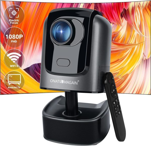 [Telescopic Stand] Mini Projector, ONATISMAGIN Portable 1500...