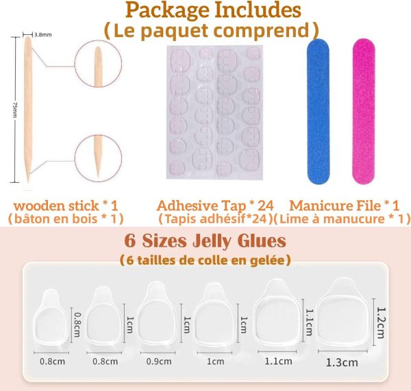 Press on Nails Medium Coffin Pink Gradient Purple White Flow... - Image 6