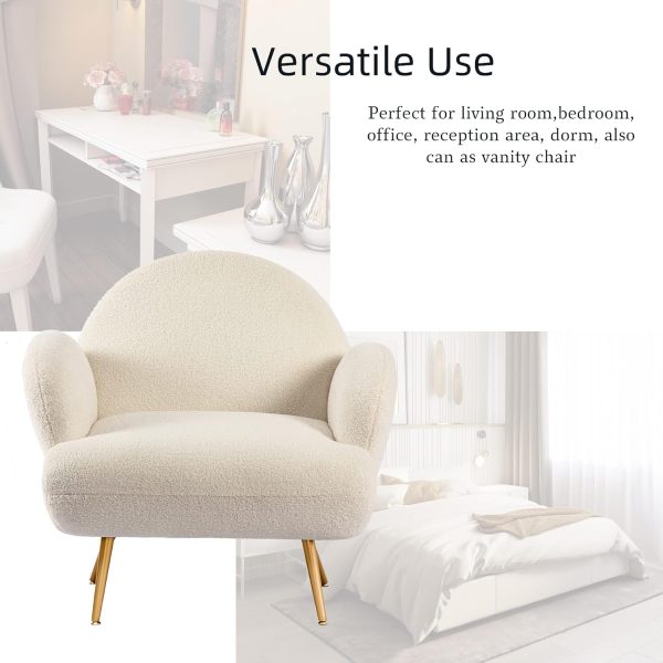 White Accent Sherpa Chair for Living Room Bedroom Reading Co... - Image 5