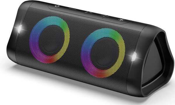 Donow Portable Bluetooth Speaker with Lights, 30W Stereo Sou...