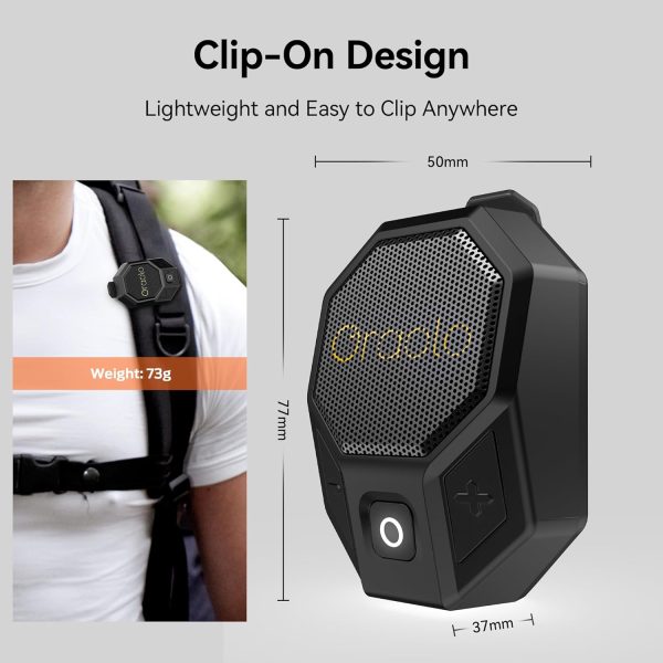 Clip-On Portable Speaker - Oraolo Wearable Speaker with Blue... - Image 2