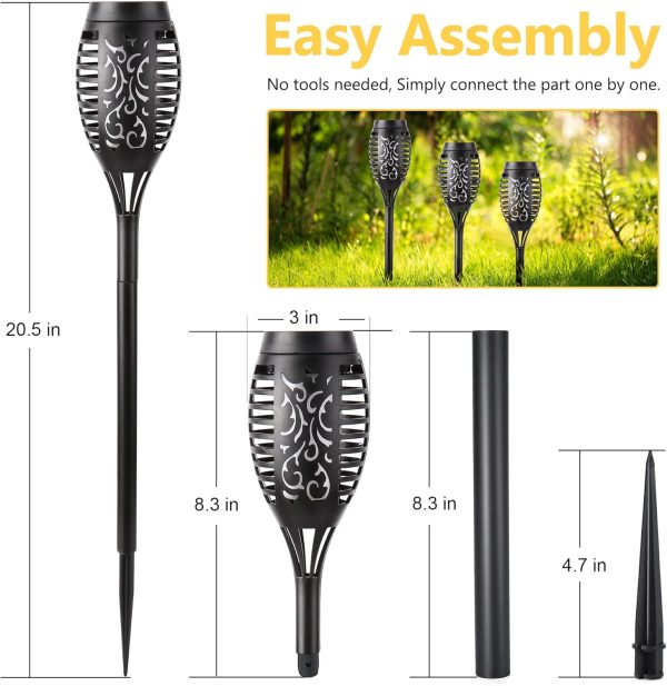 Toodour Solar Flame Torch Lights, 12 Pack Solar Lights Outdo... - Image 2