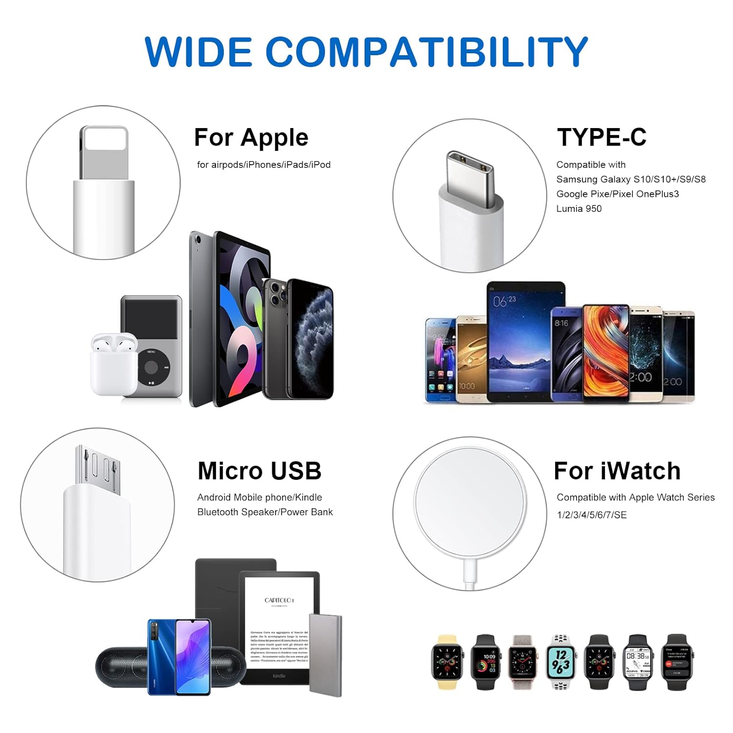 BroHonor USB C Watch Charger 4 in 1 Type-C Portable Charging…
