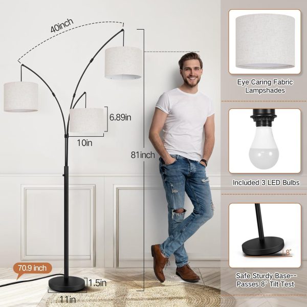 OUTON Arc Floor Lamps for Living Room, Modern Dimmable Stand... - Image 5