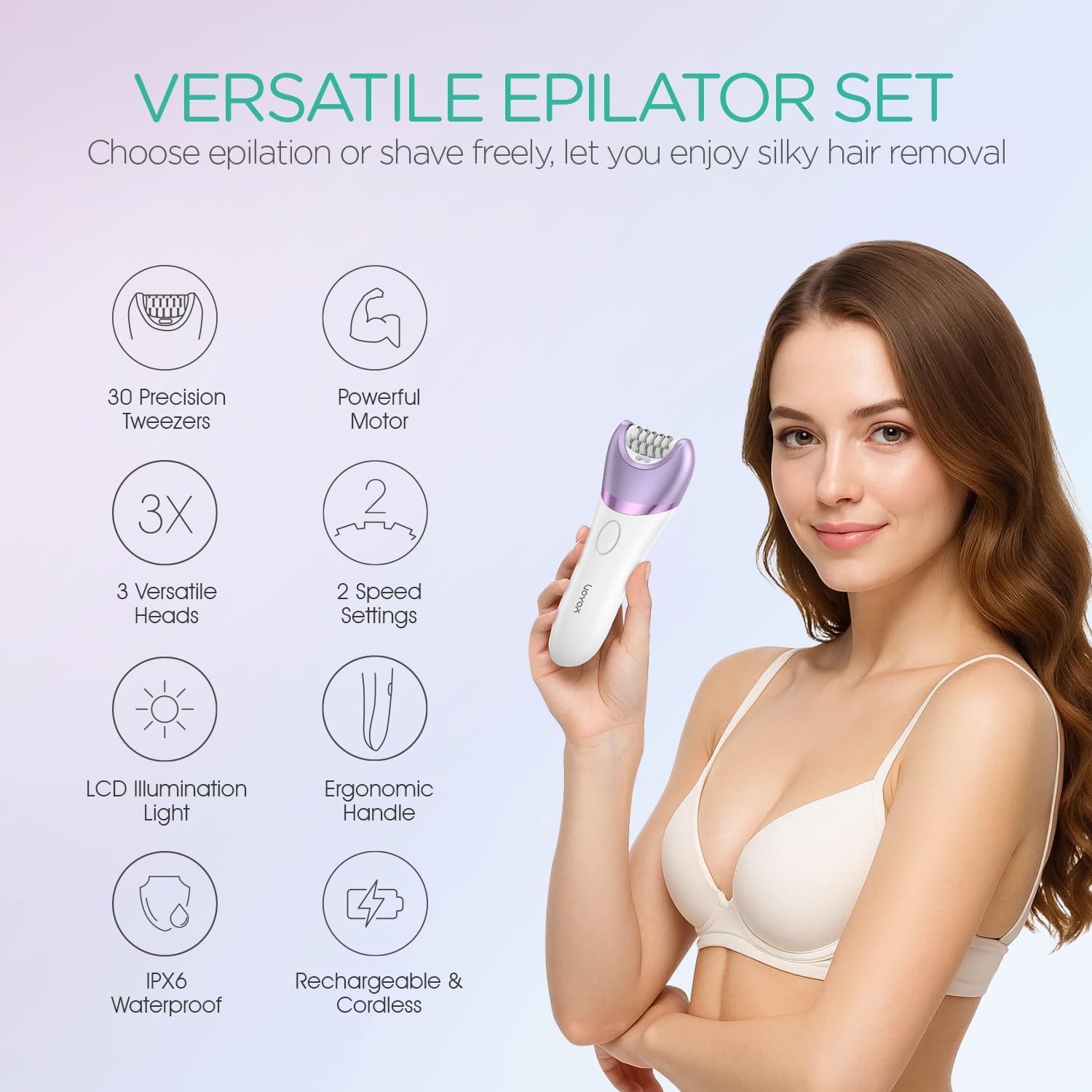 VOYOR Epilator for Women, 3 in 1 Epilator Hair Removal for W…