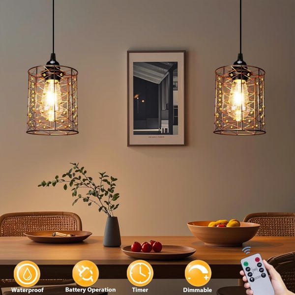 Battery Operated Hanging Outdoor Chandelier, Battery Power P... - Image 2