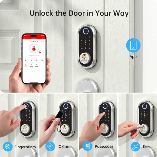 Smart Deadbolt, SMONET Fingerprint Electronic Deadbolt Door ... - Image 4