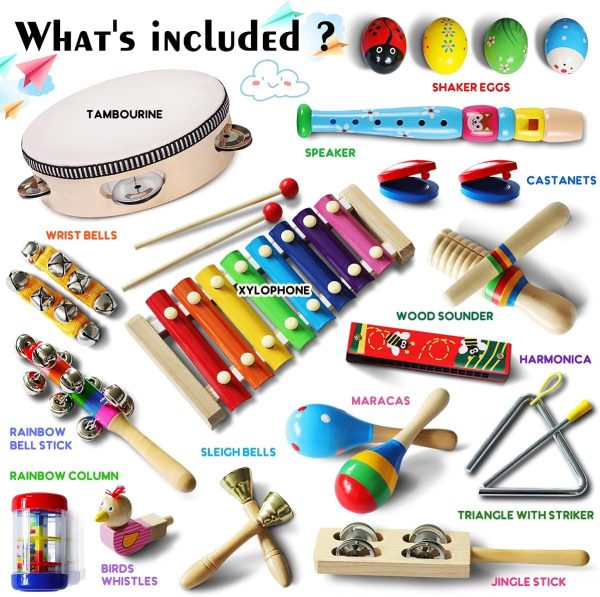 LOOIKOOS Toddler Musical Instruments,Wooden Percussion Instr... - Image 6