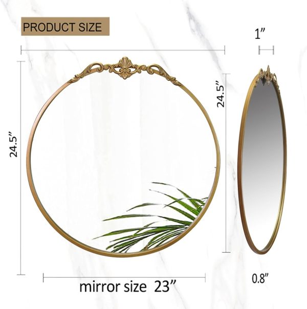 LOVNAHO Gold Mirror, Round Antique Mirror Large Circle Vinta... - Image 4