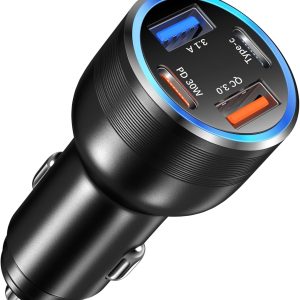 USB C Car Charger 65W, Bangfun 4-Port Dual USB C & USB A Car...