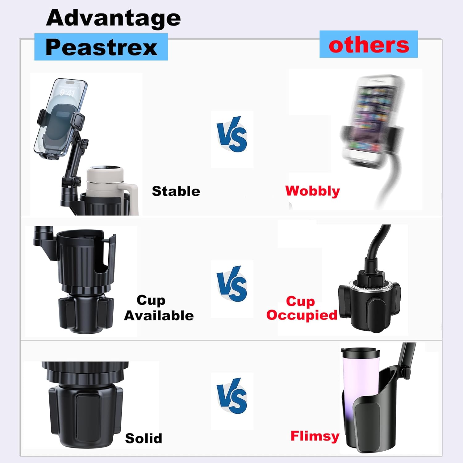 Cup Holder Phone Mount, 2 in 1 Universal Cup Holder Expander…