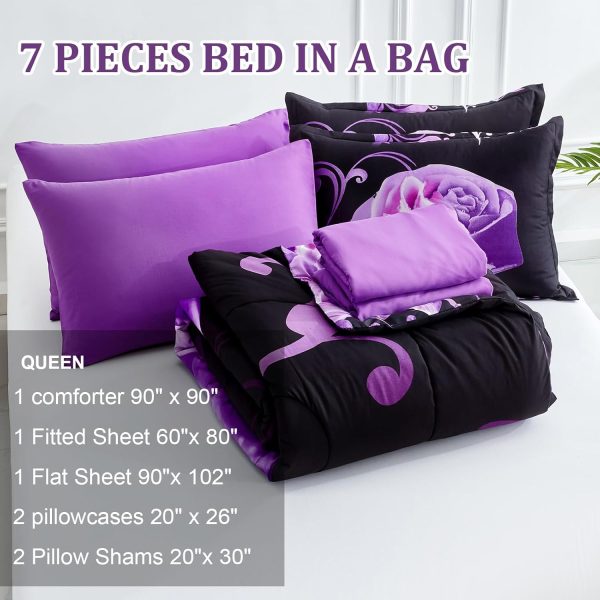 WONGS BEDDING Purple Comforter Set Queen, Reversible Purple ... - Image 4