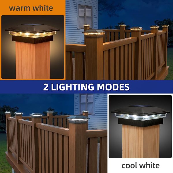 APONUO 4x4 Solar Post Caps Lights,2-Modes Bright Fence Post ... - Image 2