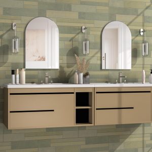 NEUWEABY Wall Mounted Mirror, Arched Wall Mirror for Bathroo...