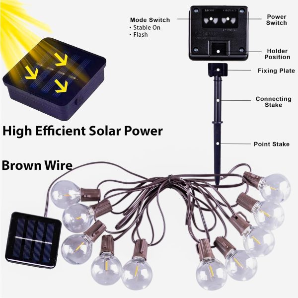 ALL FORTUNE Solar Outdoor String Lights, 15FT G50 Patio Ligh... - Image 3