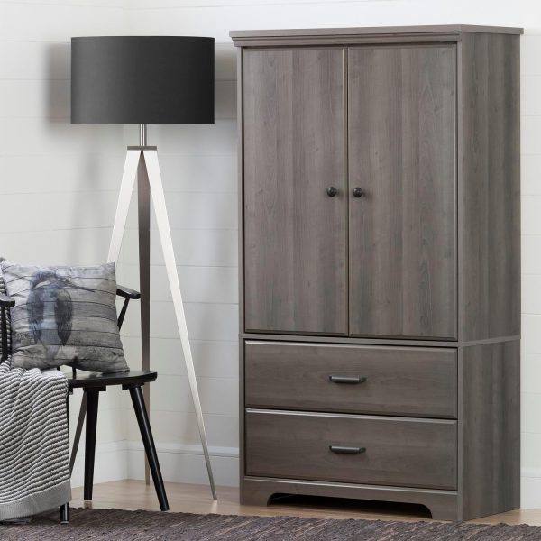 South Shore Furniture Versa 2-Door Armoire with Drawers, Gra... - Image 2