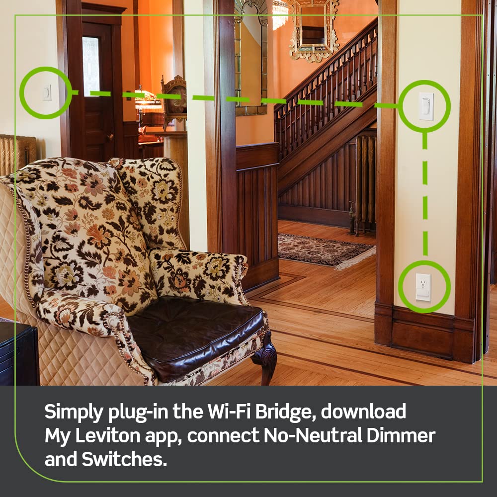 Leviton Decora Smart No-Neutral Dimmer & Wi-Fi Bridge Kit fo…
