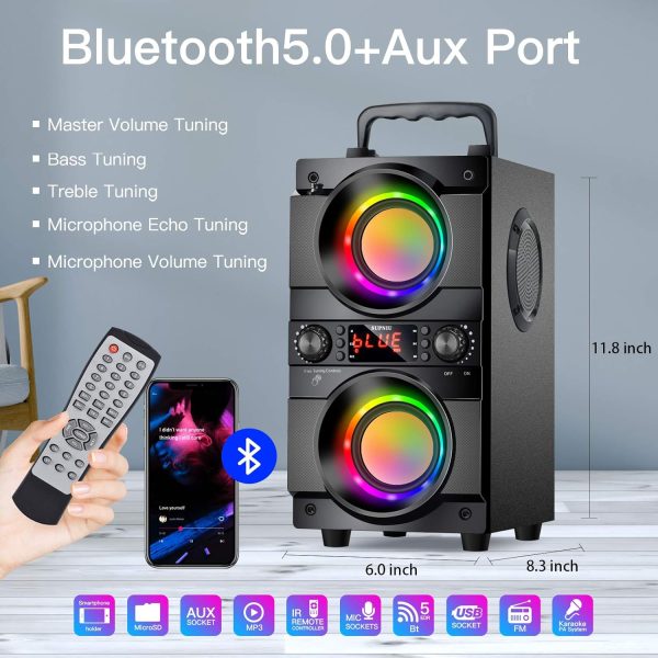 60W (80W Peak) Portable Bluetooth Speaker with Double Subwoo... - Image 2