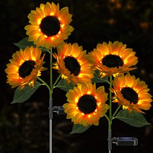 Meagoo Solar Sunflower Lights, 800mA Solar Garden Light with...