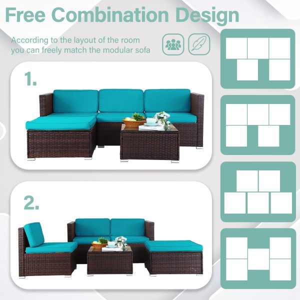 Ruesleag Patio Furniture Set 5 Piece Outdoor Rattan Sectiona... - Image 2