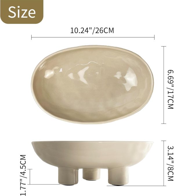 SEICASAYA Three-Legs Ceramic Fruit Bowl, 25cm Ceramic Bowl f... - Image 4