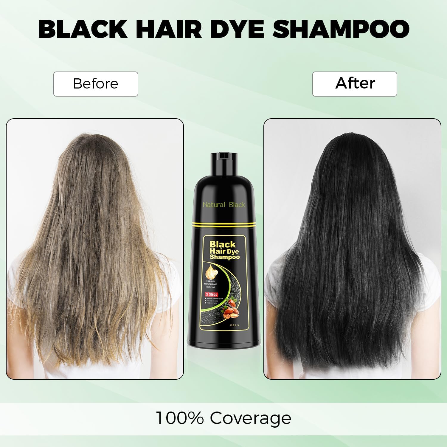 Black Hair Dye Shampoo Hair Color Shampoo for Women Men, Arg…
