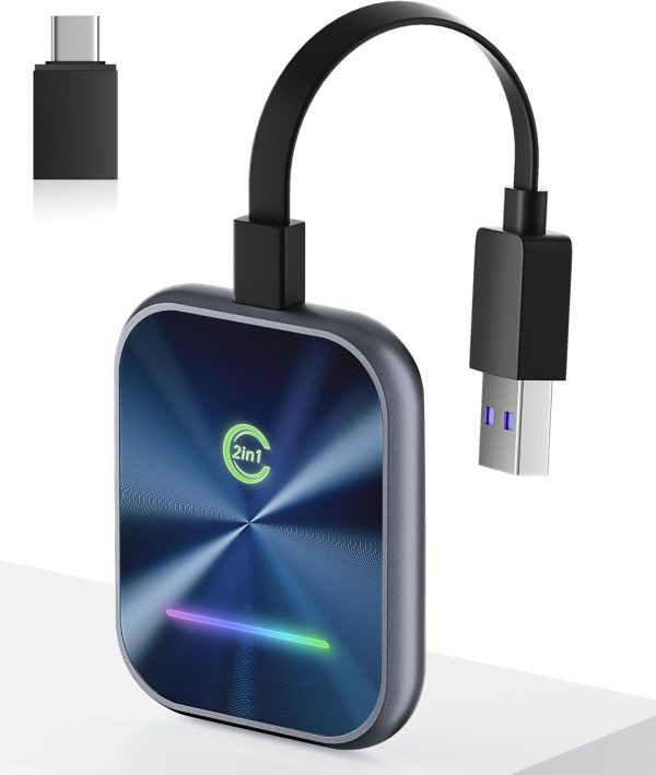 Wireless CarPlay Adapter,2 in 1 Wireless CarPlay and Android...