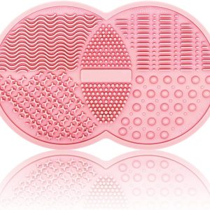 Makeup Brush Cleaning Mat, Silicone Makeup Brush Scrubber, M...
