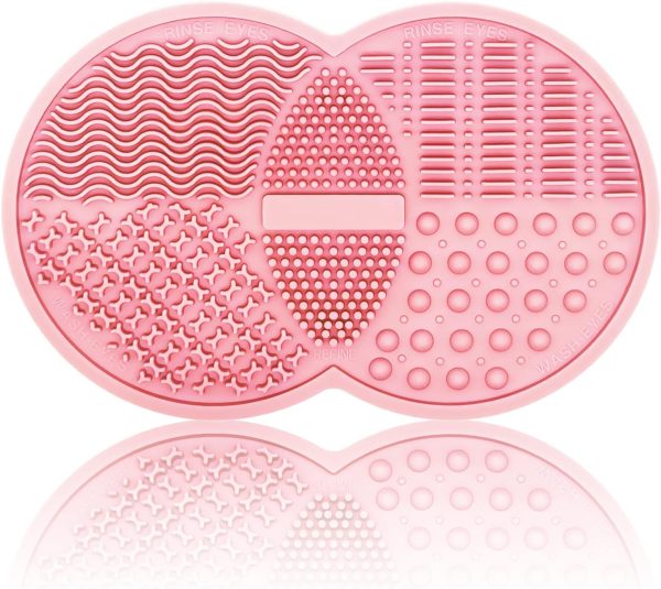 Makeup Brush Cleaning Mat, Silicone Makeup Brush Scrubber, M...