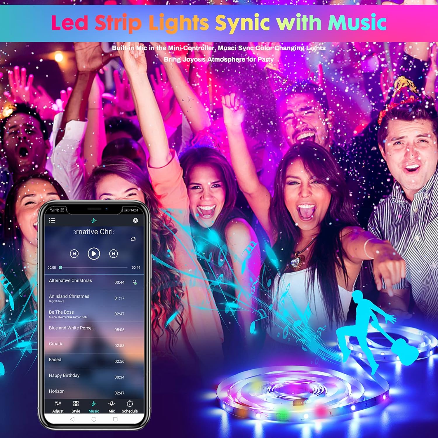 ZXMEAN Led Lights 65.6ft/20M,Ultra Long Music Sync Smart RGB…