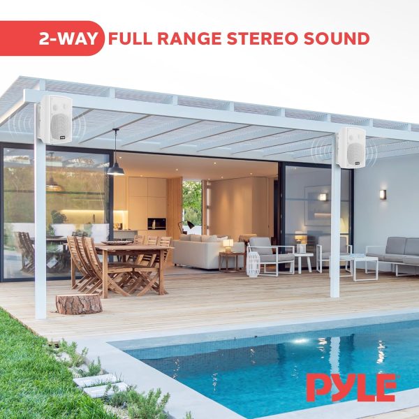 Pyle Outdoor Wall-Mount Patio Stereo Speaker - Waterproof Bl... - Image 6