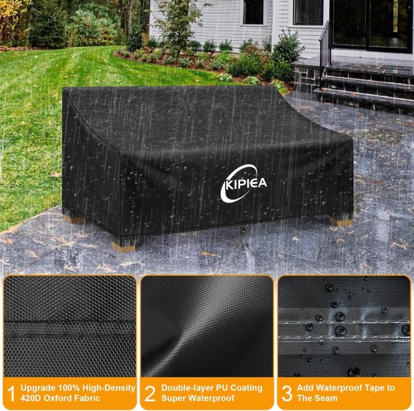 Kipiea Patio Sofa Cover, Heavy Duty 420D Outdoor Couch Cover... - Image 3