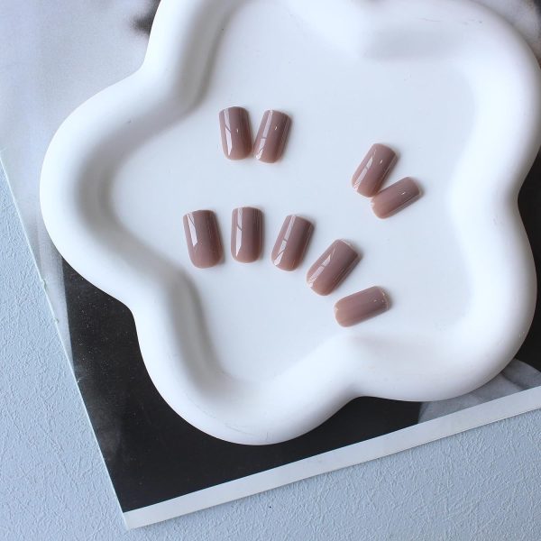 Dark Nude Press on Nails Medium Short Square,Xcreando Glue o... - Image 5