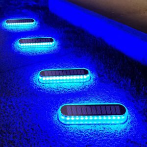 Lacasa Solar Step Lights, 4-Pack Solar Deck Lights Blue Ligh...