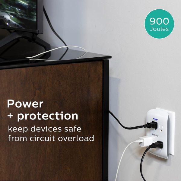 Philips 6-Outlet Extender Surge Protector, Wall Tap, 900 Jou... - Image 6