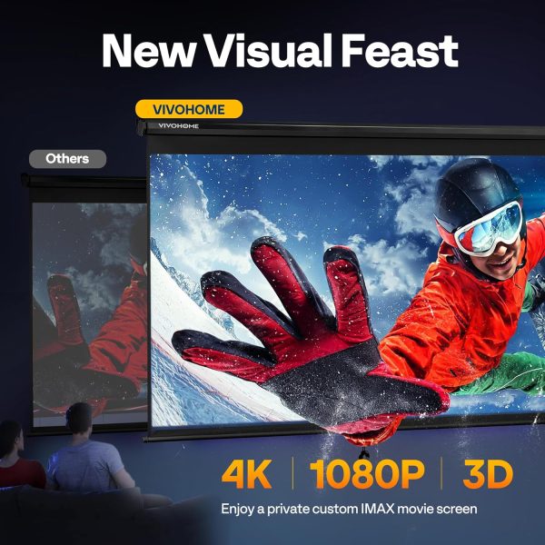 VIVOHOME 100 Inch Manual Pull Down Projector Screen, 16:9 HD... - Image 2