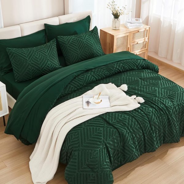 Andency Queen Comforter Set 7 Piece Dark Emerald Green - Bed... - Image 2