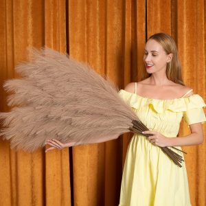 Pampas Grass Decor Tall, 43"/110cm Faux Pampas Grass 6 Stems...