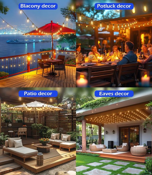 luckystyle 120FT LED Outdoor String Lights with 30+2 Edison ... - Image 8
