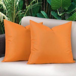 Lewondr Waterproof Outdoor Throw Pillow Cover, 2 Pack Solid ...