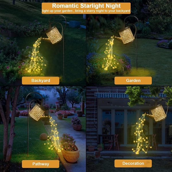 QOCNAM Solar Watering Can with Lights, Retro Metal Hanging S... - Image 3