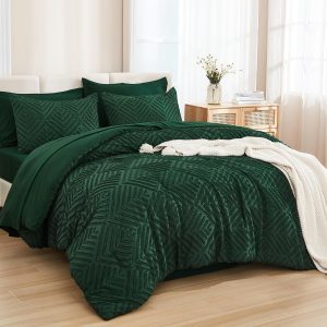 Andency Queen Comforter Set 7 Piece Dark Emerald Green - Bed...