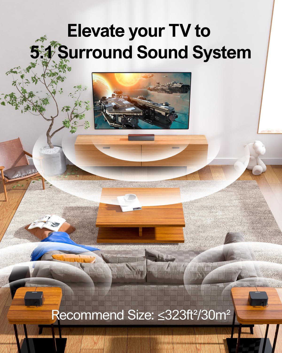 ULTIMEA 5.1 Virtual Surround Sound Bar, 320W Peak Power Soun…