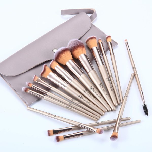 Makeup Brushes HEYMKGO 15PCS Champagne Gold Professional Mak... - Image 2
