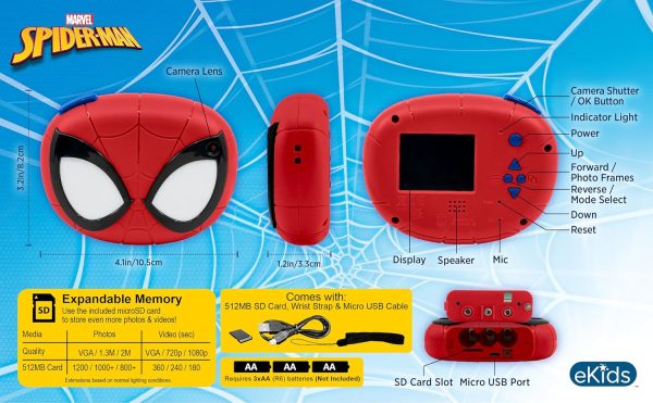 ekids Spiderman Kids Camera with SD Card, Digital Camera for... - Image 7