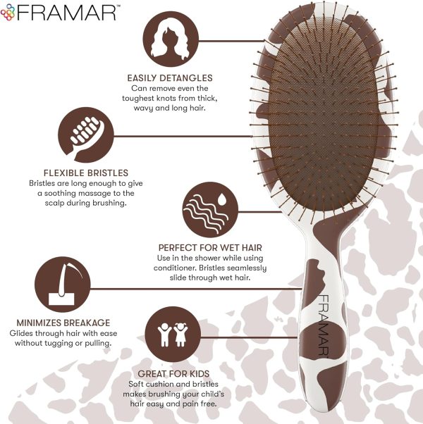 FRAMAR Cow Print Detangling Hair Brush – Hair Brush For Wome... - Image 4