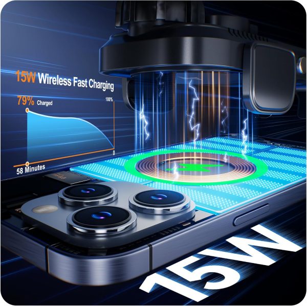Auckly Qi 15W Car Phone Holder Wireless Charger, [270 ° Auto... - Image 5