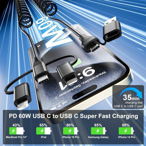 Coiled Multi Charging Cable - USB C Lightning Micro USB Cabl... - Image 3