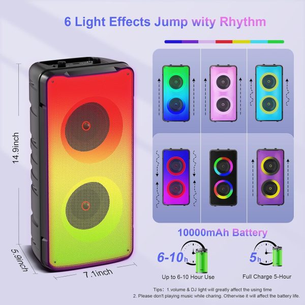 Bluetooth Speakers, 60W(80W Peak) Portable Loud Wireless Ste... - Image 3